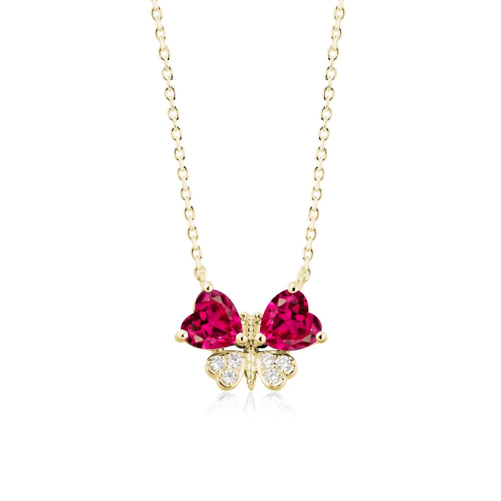 Heart Ruby Wings Butterfly Pendant Necklace - LUO Jewelry #metal_18k yellow gold