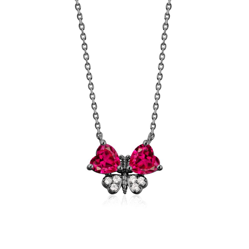 Heart Ruby Wings Butterfly Pendant Necklace - LUO Jewelry #metal_black finish sterling silver