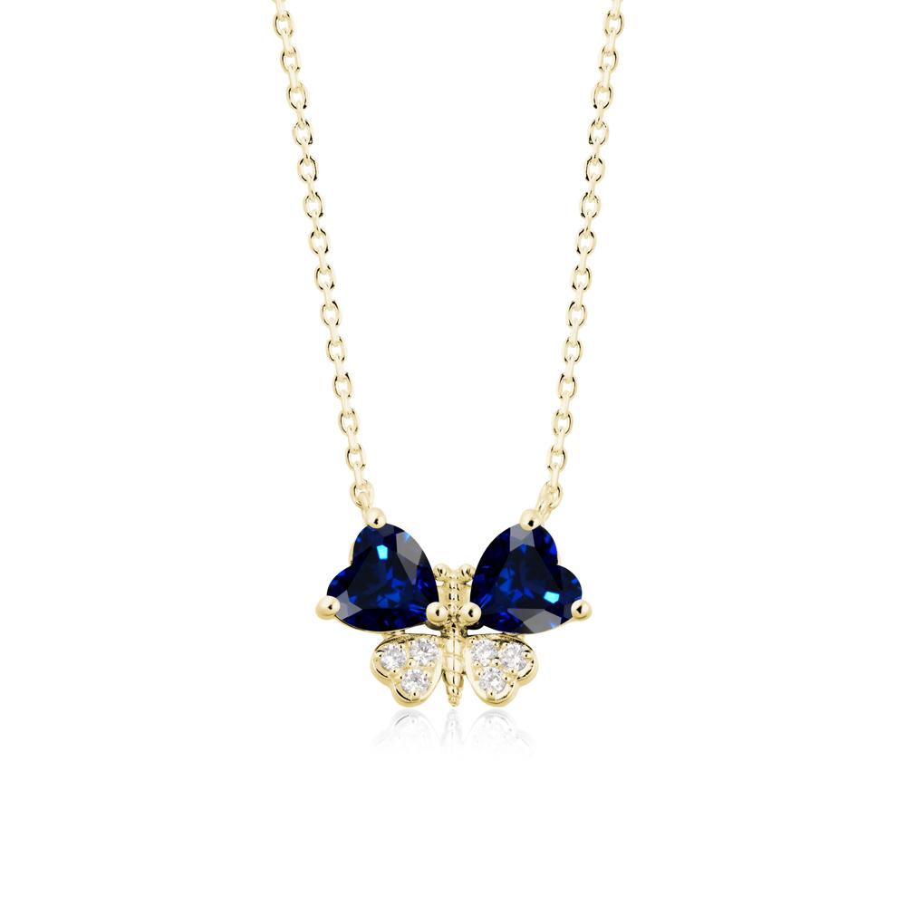 Sapphire Heart Shaped Wings Butterfly Necklace - LUO Jewelry #metal_18k yellow gold