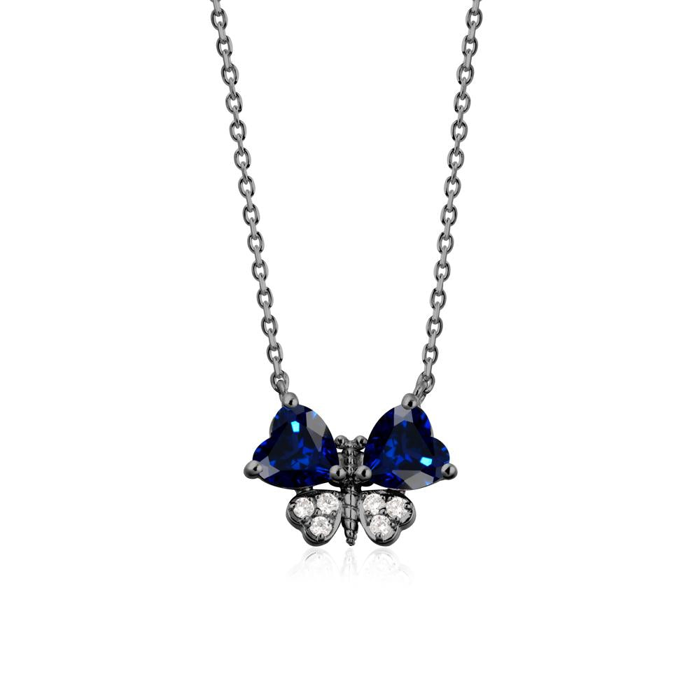 Sapphire Heart Shaped Wings Butterfly Necklace - LUO Jewelry #metal_black finish sterling silver