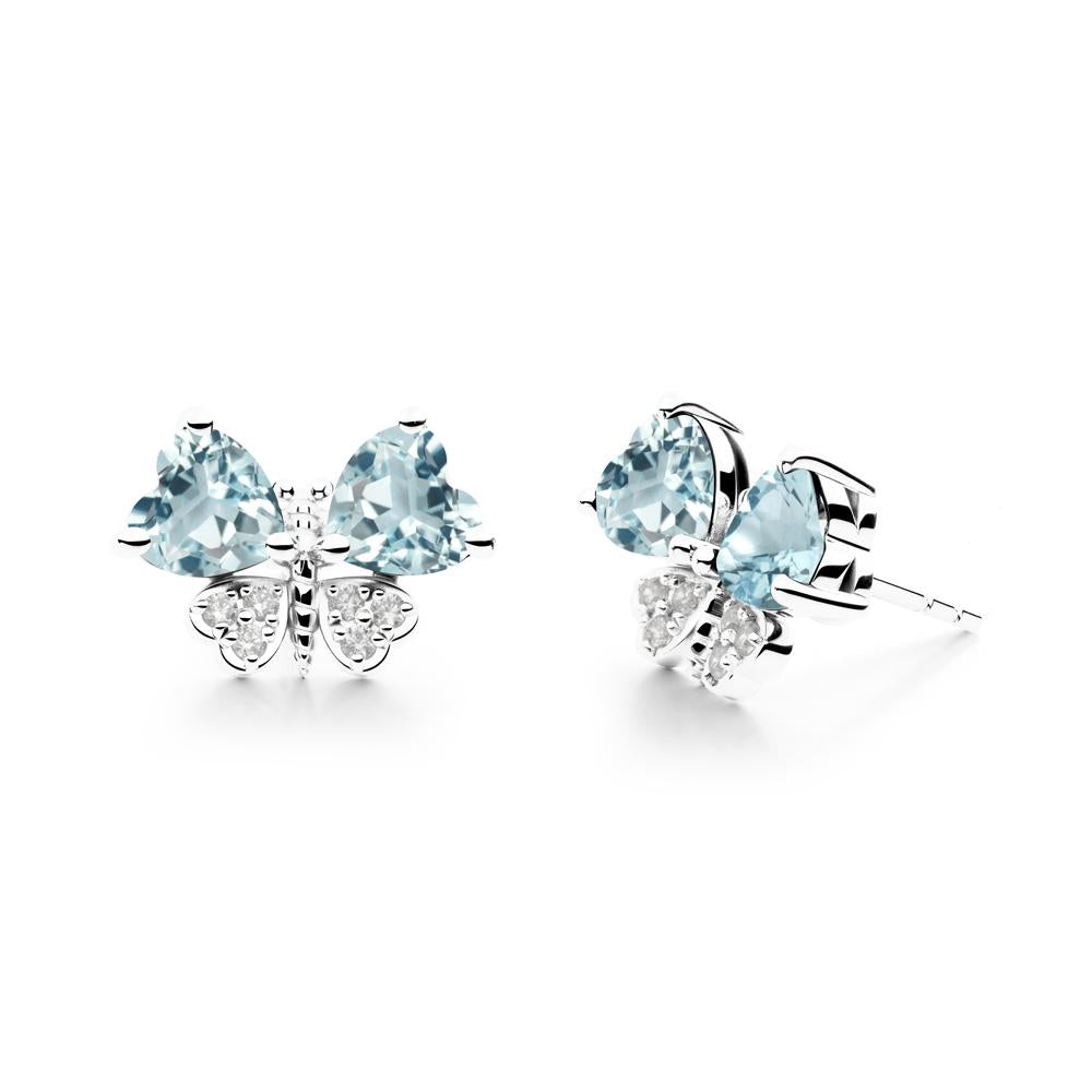 Heart Shaped Wings Butterfly Aquamarine Earrings - LUO Jewelry #metal_18k white gold