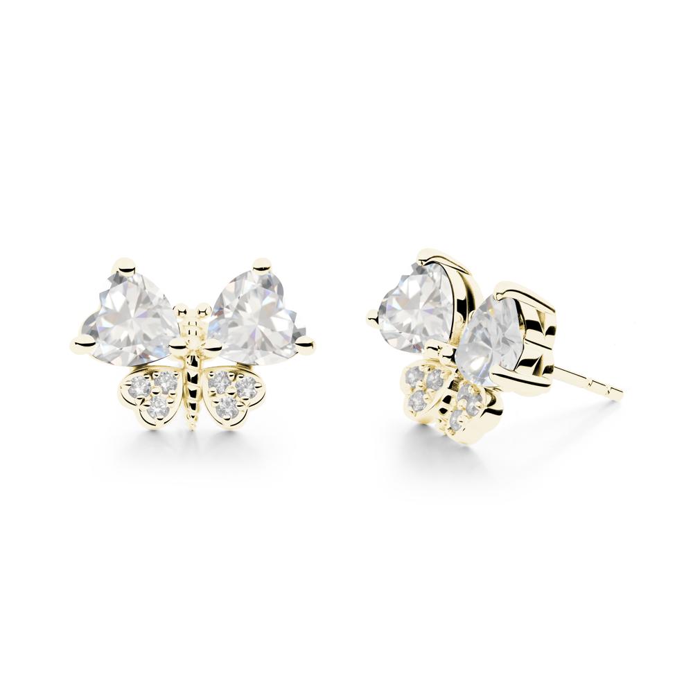 Heart Shaped Wings Butterfly Cubic Zirconia Earrings - LUO Jewelry #metal_18k yellow gold