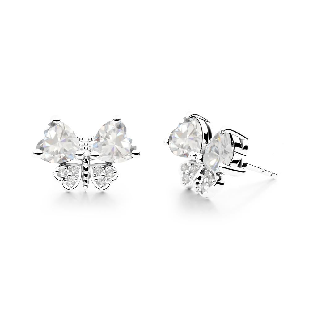 Heart Shaped Wings Butterfly Cubic Zirconia Earrings - LUO Jewelry #metal_sterling silver