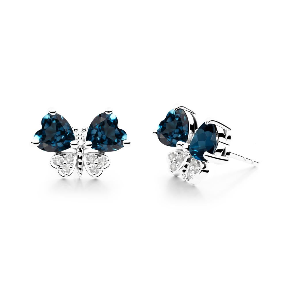 Heart Shaped Wings Butterfly London Blue Topaz Earrings - LUO Jewelry #metal_sterling silver