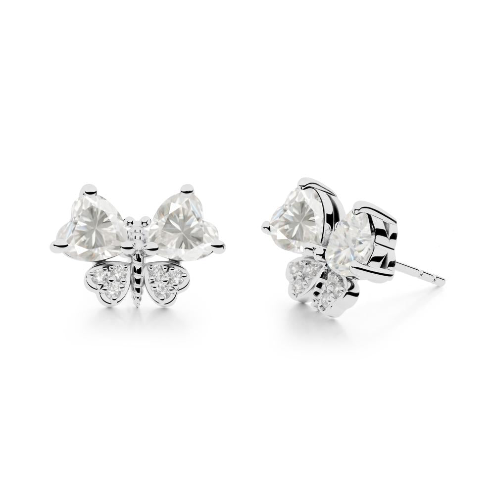 Moissanite Heart Shaped Wings Butterfly Stud Earrings - LUO Jewelry #metal_platinum
