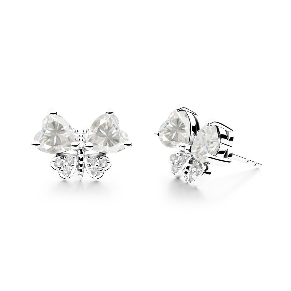 Moissanite Heart Shaped Wings Butterfly Stud Earrings - LUO Jewelry #metal_sterling silver