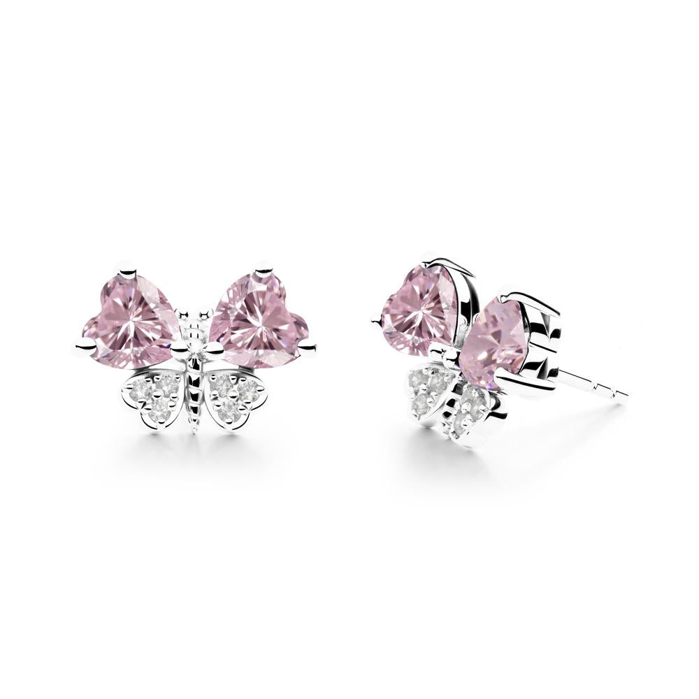 Heart Shaped Wings Butterfly Pink Cubic Zirconia Earrings - LUO Jewelry #metal_sterling silver