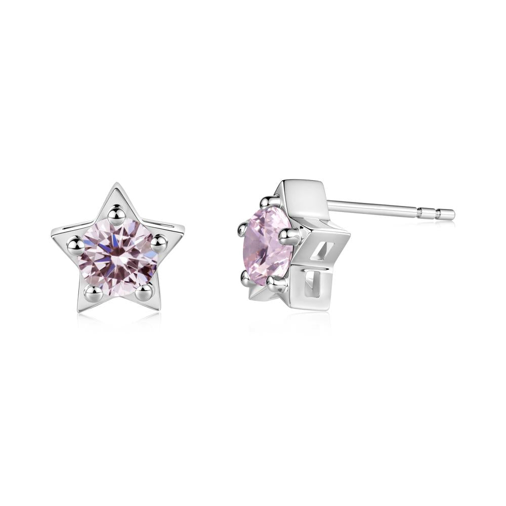 Star Round Pink Cubic Zirconia Stud Earrings - LUO Jewelry #metal_sterling silver
