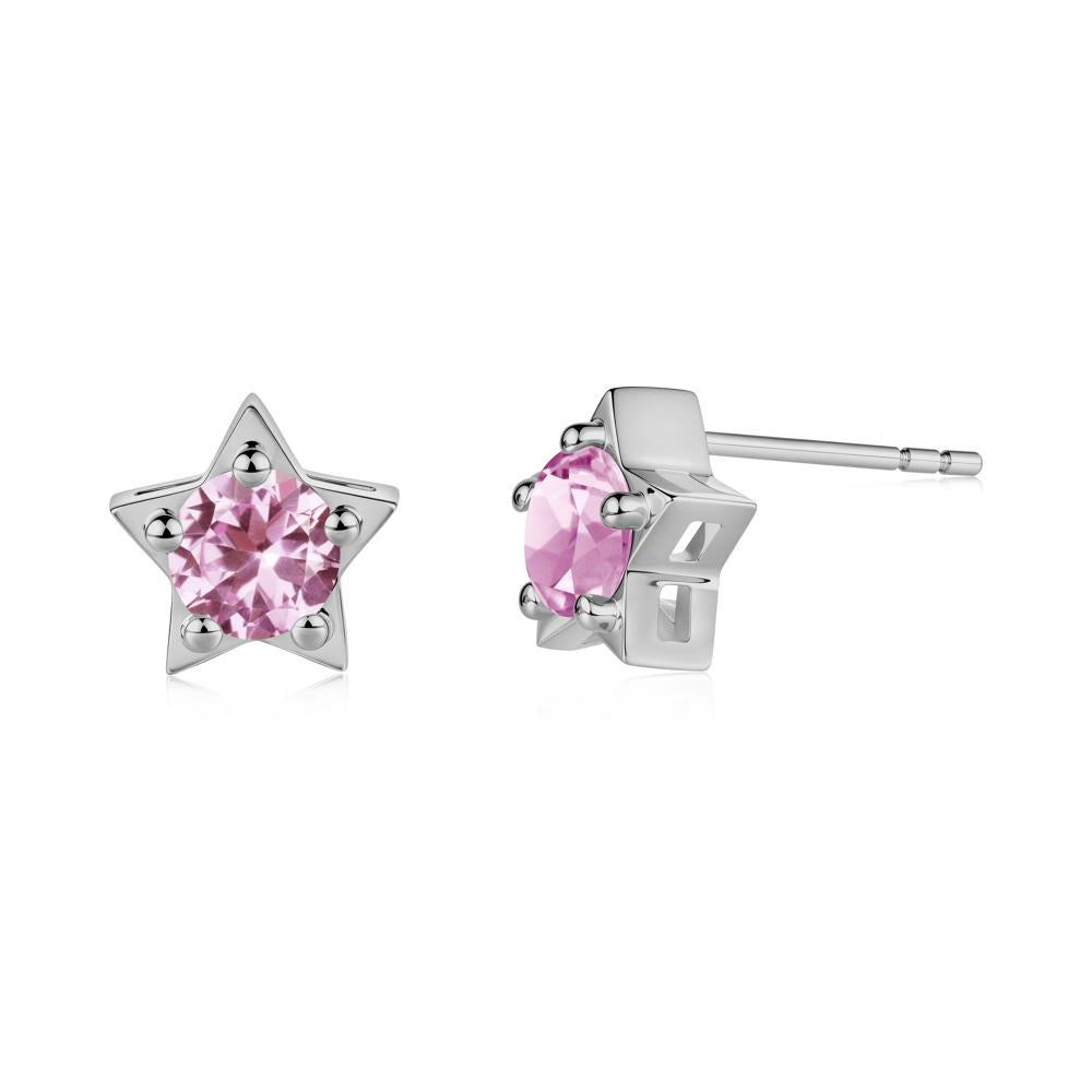 Star Round Pink Sapphire Stud Earrings - LUO Jewelry #metal_platinum