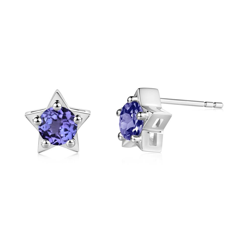 Star Round Tanzanite Stud Earrings - LUO Jewelry #metal_sterling silver