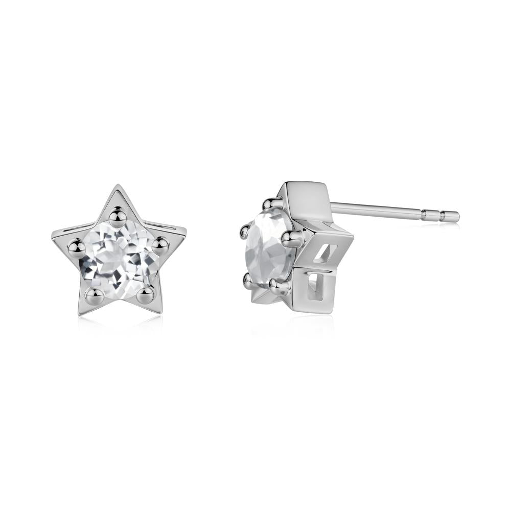 Star Round White Topaz Stud Earrings - LUO Jewelry #metal_platinum
