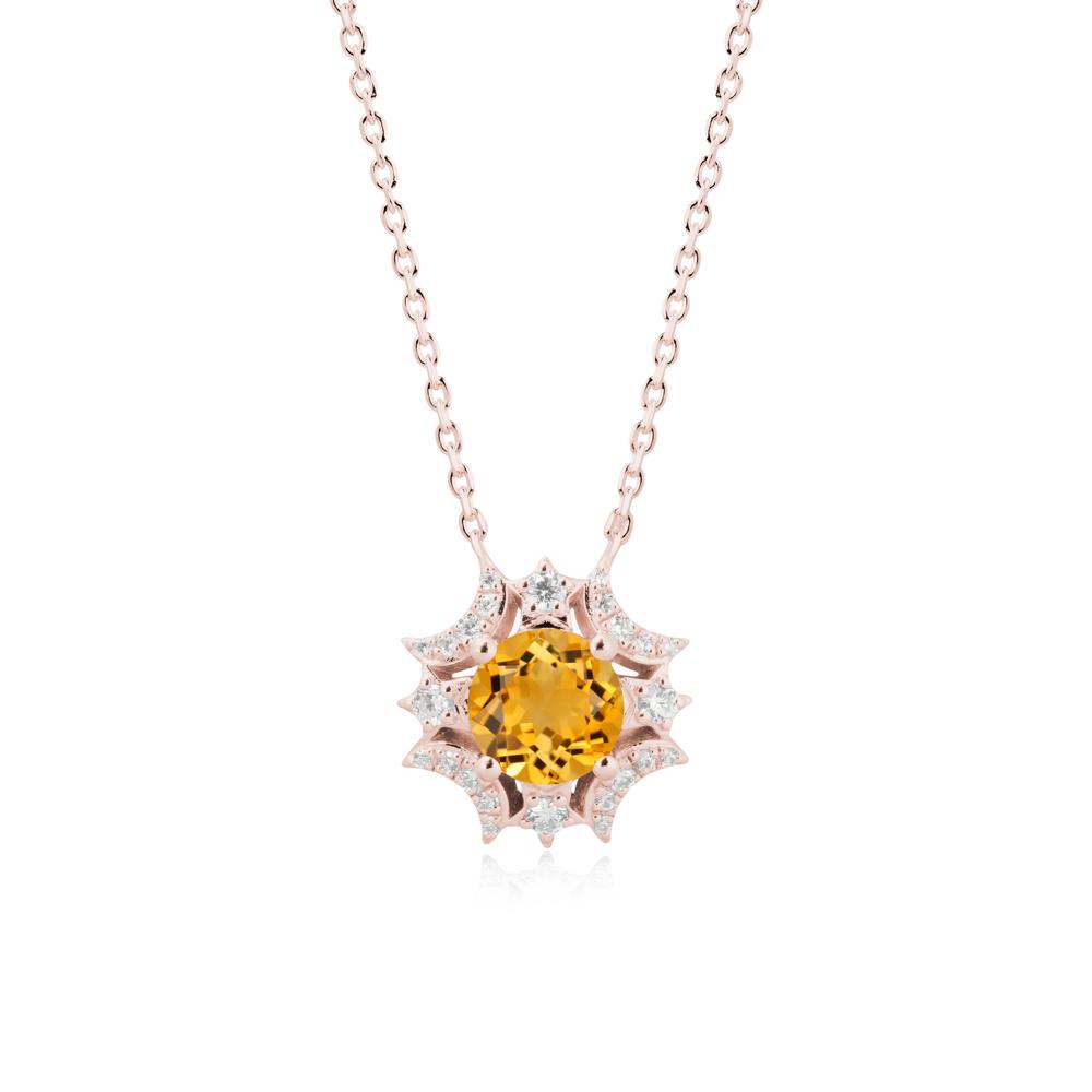 Round Citrine Celestial Star Pendant Necklace - LUO Jewelry #metal_18k rose gold