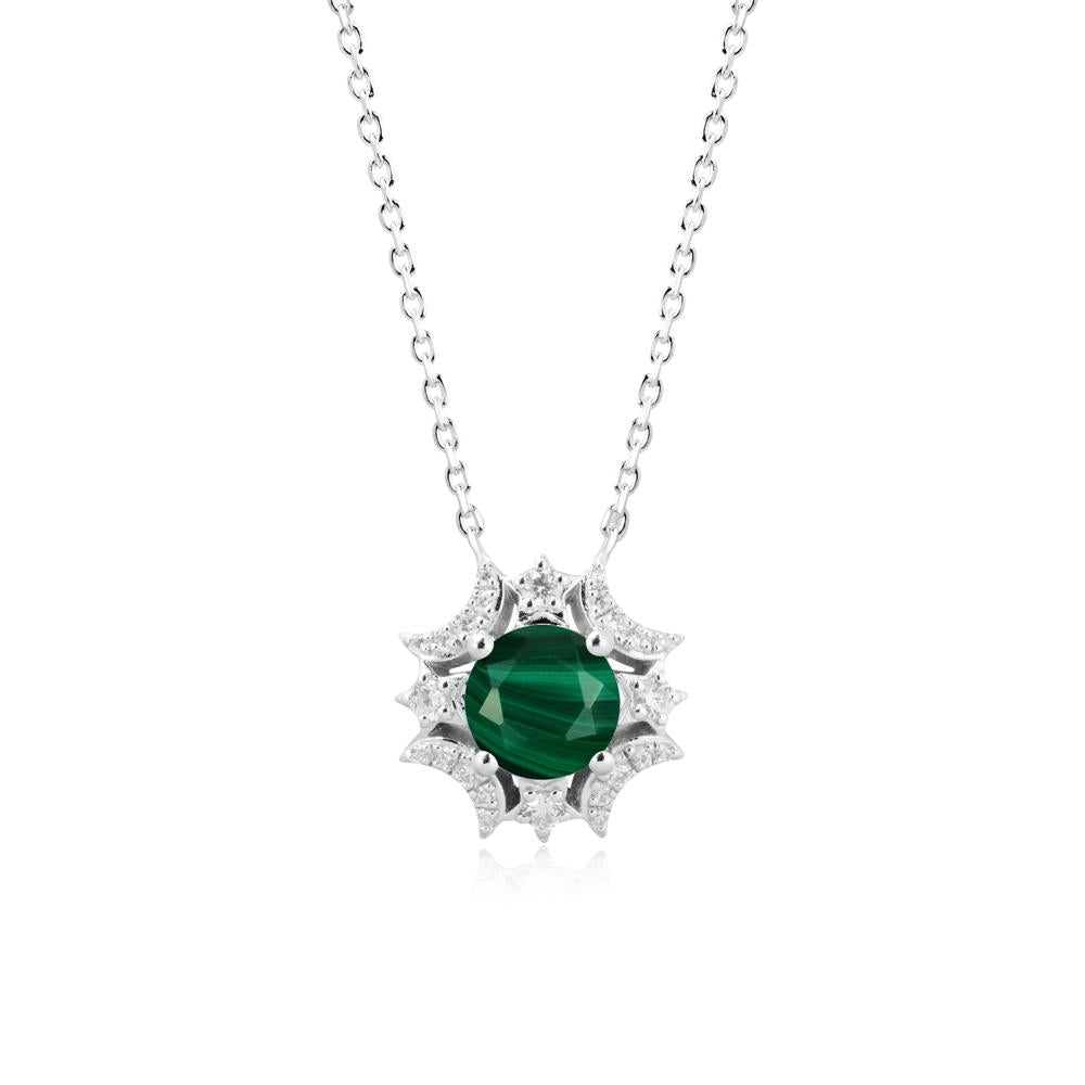 Round Malachite Celestial Star Pendant Necklace - LUO Jewelry #metal_14k white gold