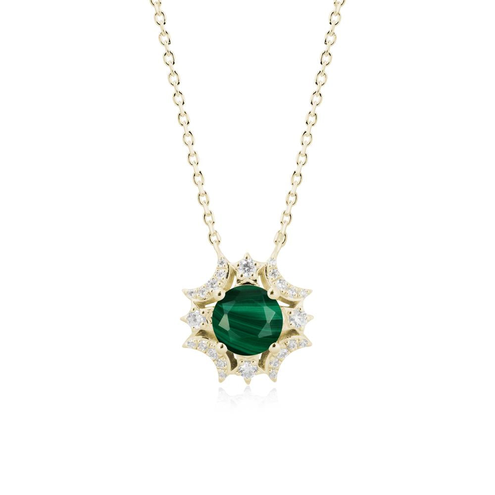 Round Malachite Celestial Star Pendant Necklace - LUO Jewelry #metal_14k yellow gold