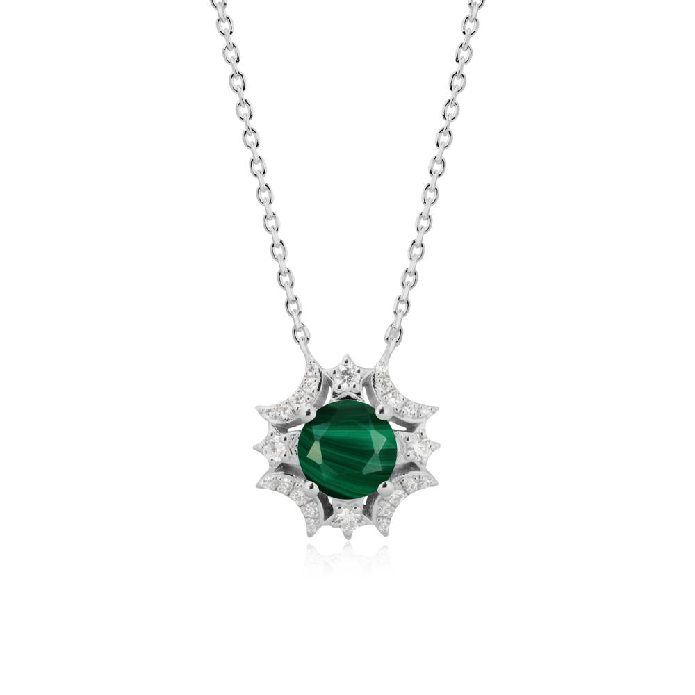 Round Malachite Celestial Star Pendant Necklace - LUO Jewelry #metal_platinum