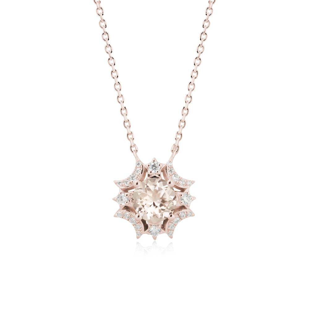 Round Morganite Celestial Star Pendant Necklace - LUO Jewelry #metal_14k rose gold