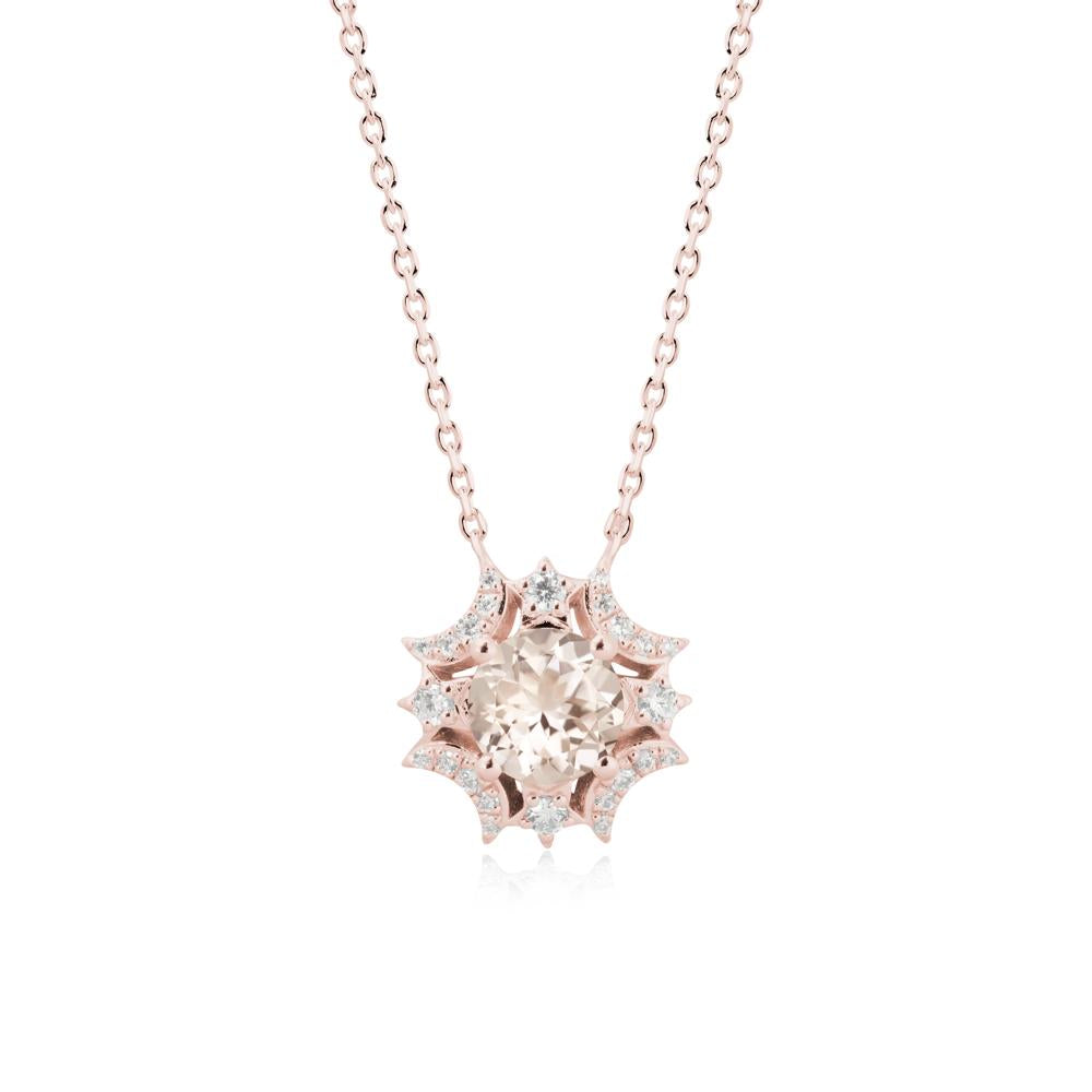 Round Morganite Celestial Star Pendant Necklace - LUO Jewelry #metal_18k rose gold