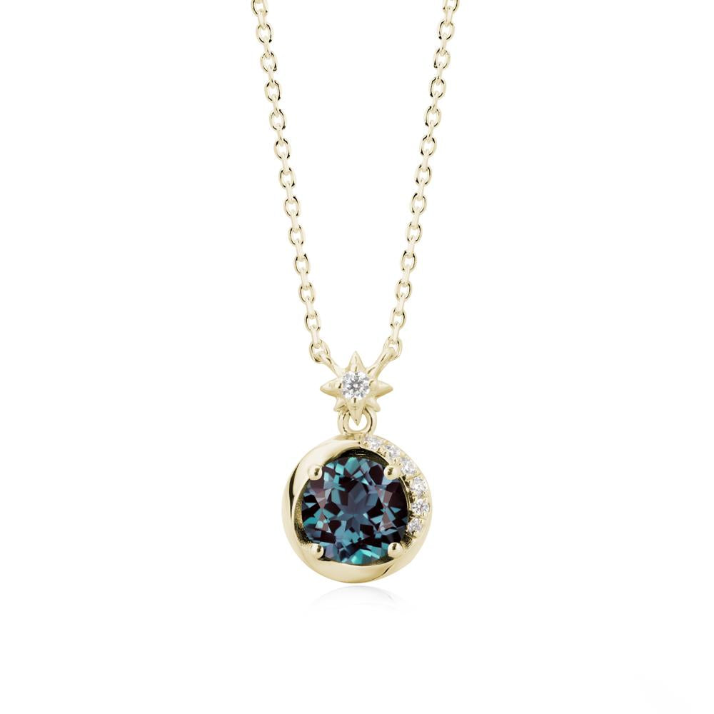 Galaxy Inspired Swirling Alexandrite Necklace - LUO Jewelry #metal_14k yellow gold