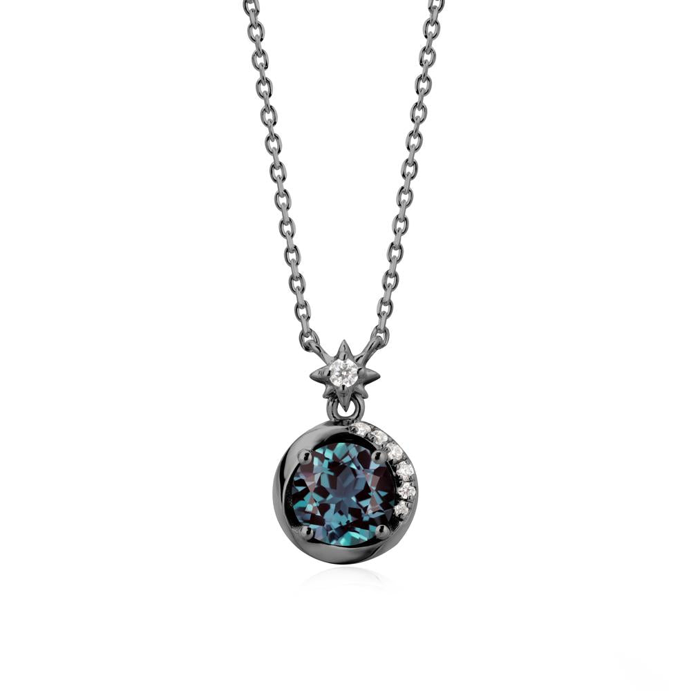 Galaxy Inspired Swirling Alexandrite Necklace - LUO Jewelry #metal_black finish sterling silver