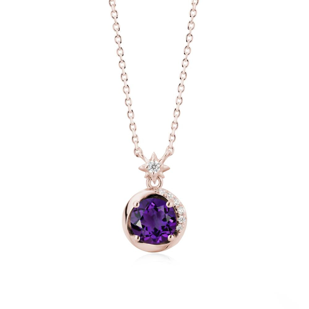 Galaxy Inspired Star Amethyst Pendant Necklace - LUO Jewelry #metal_14k rose gold