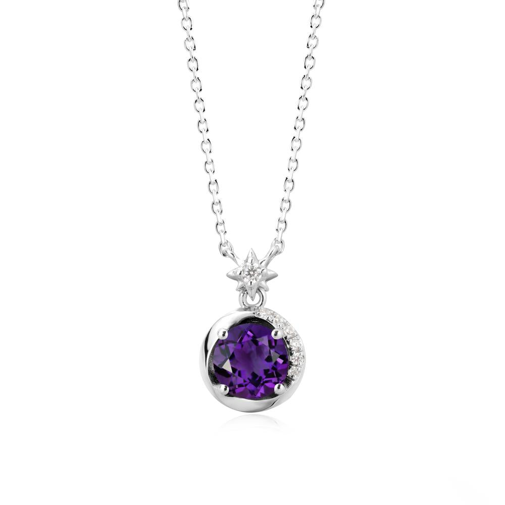 Galaxy Inspired Star Amethyst Pendant Necklace - LUO Jewelry #metal_14k white gold