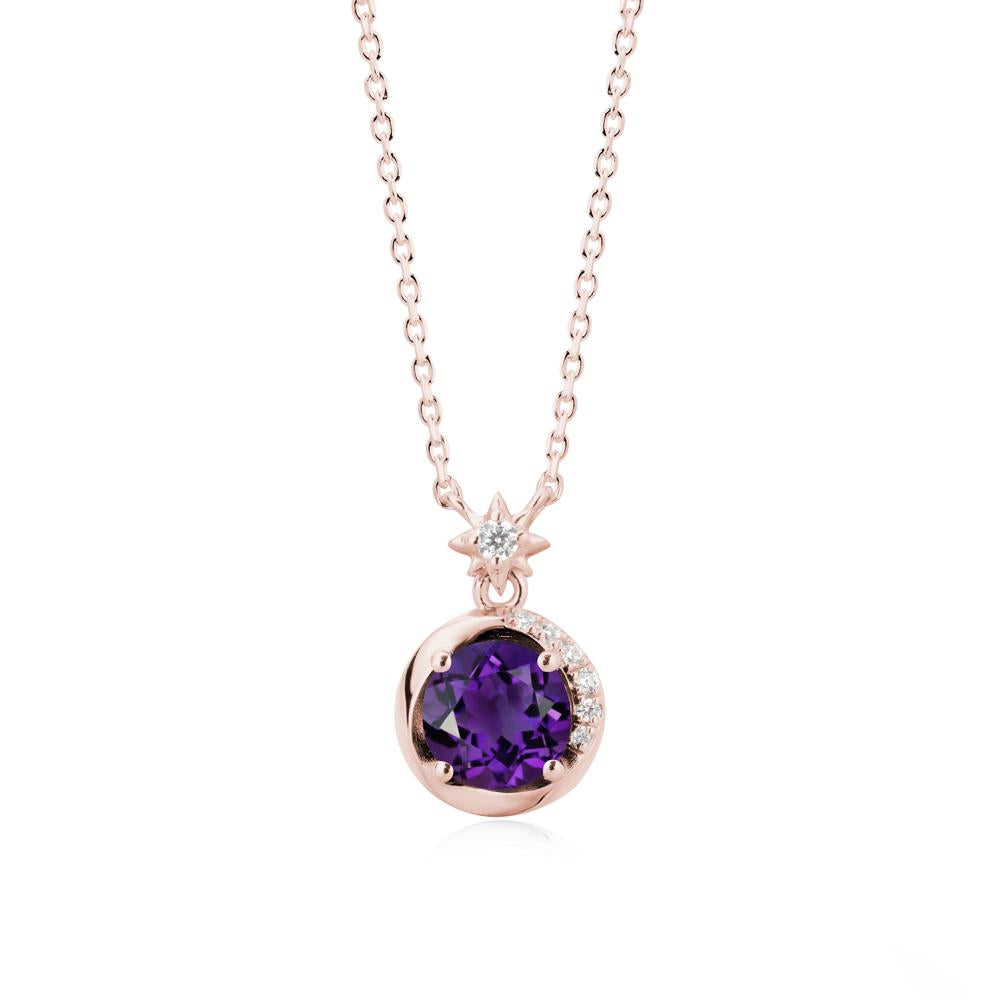 Galaxy Inspired Star Amethyst Pendant Necklace - LUO Jewelry #metal_18k rose gold