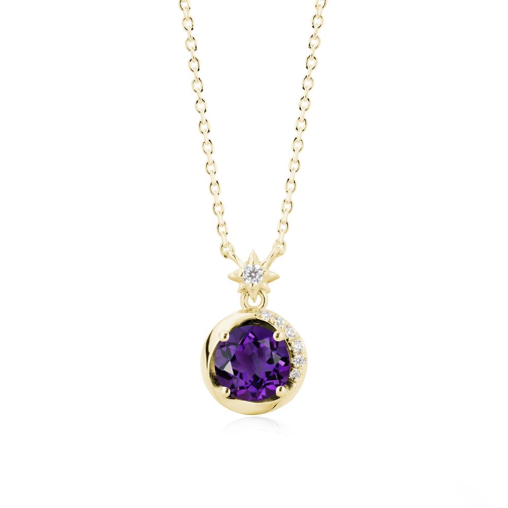 Galaxy Inspired Star Amethyst Pendant Necklace - LUO Jewelry #metal_18k yellow gold