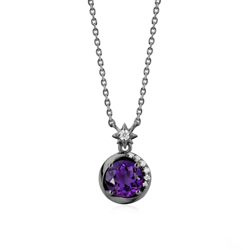 Galaxy Inspired Star Amethyst Pendant Necklace - LUO Jewelry #metal_black finish sterling silver