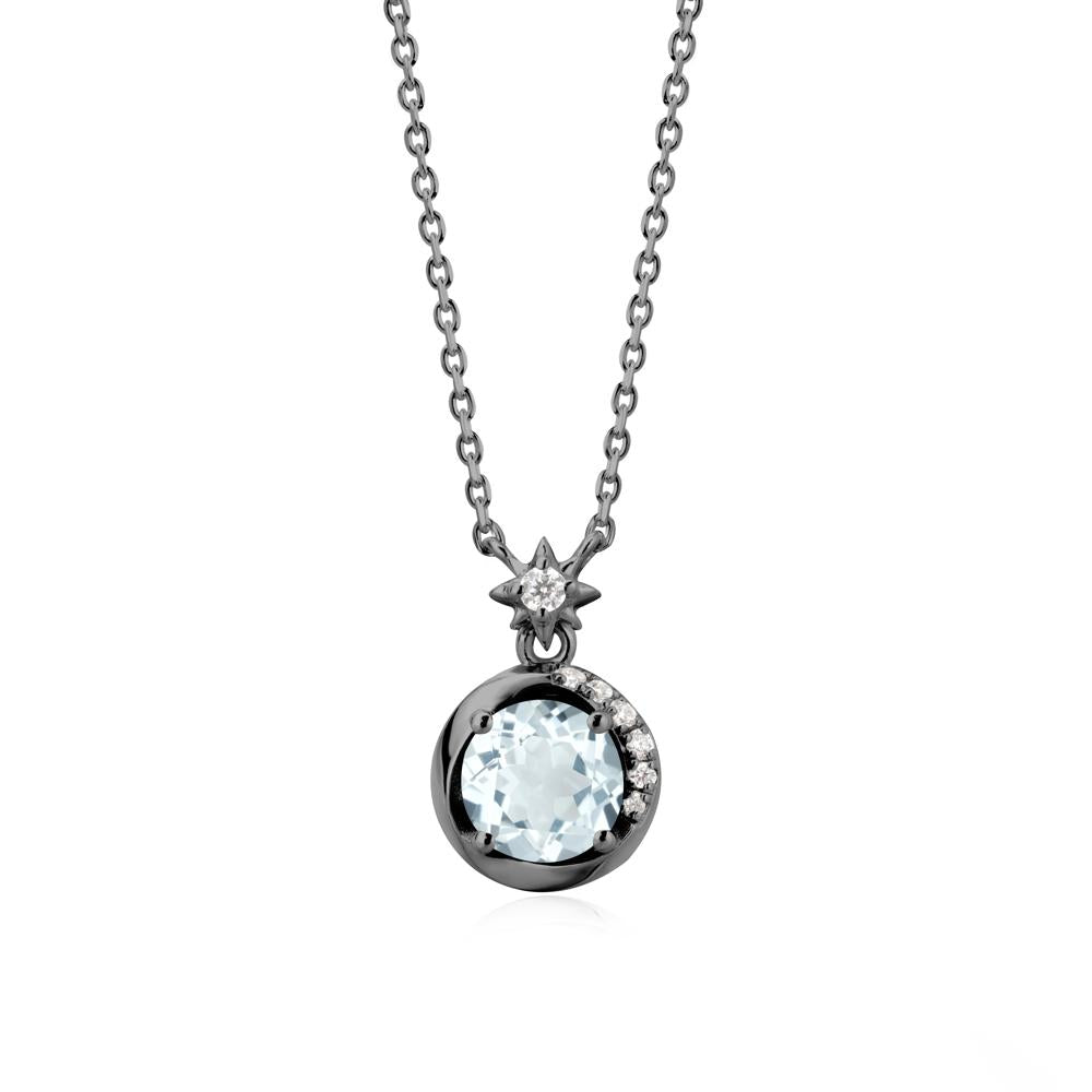Galaxy Inspired Swirling Aquamarine Necklace - LUO Jewelry #metal_black finish sterling silver