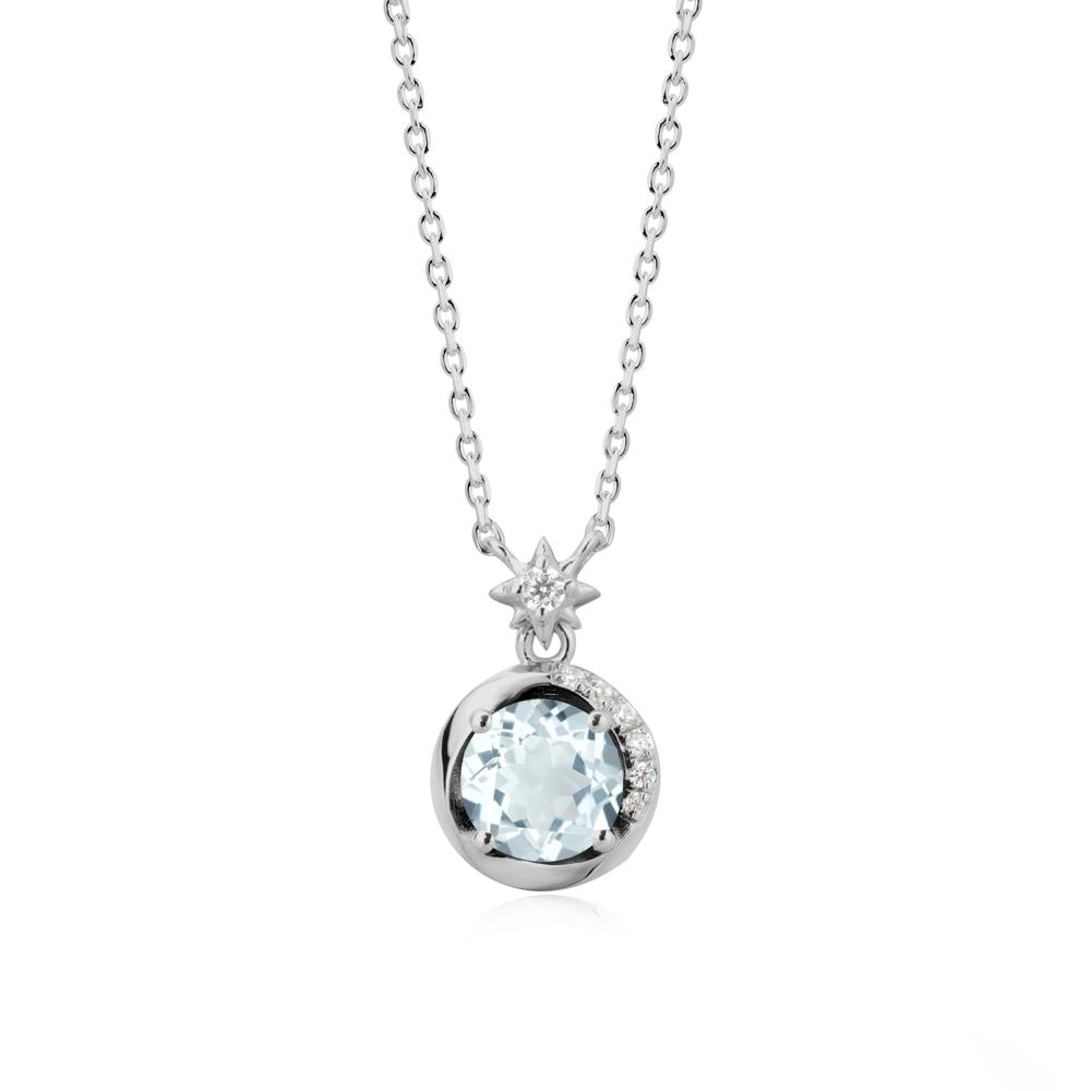 Galaxy Inspired Swirling Aquamarine Necklace - LUO Jewelry #metal_platinum