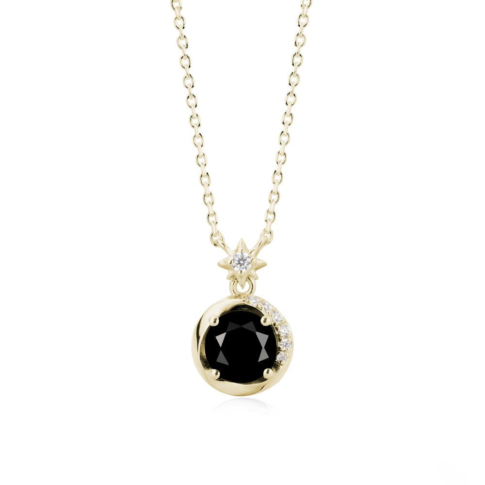 Galaxy Inspired Swirling Black Spinel Necklace - LUO Jewelry #metal_14k yellow gold