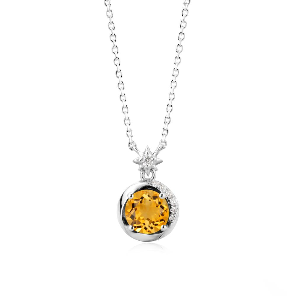 Galaxy Inspired Star Citrine Pendant Necklace - LUO Jewelry #metal_14k white gold