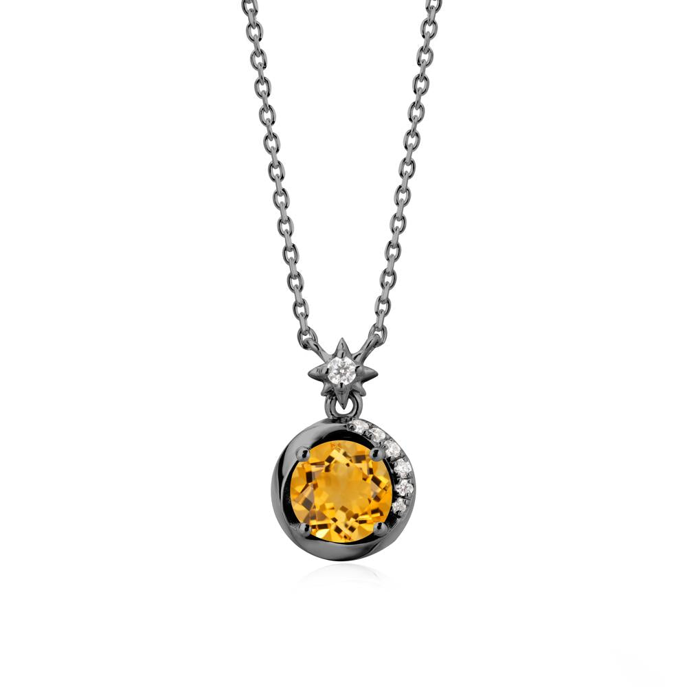 Galaxy Inspired Star Citrine Pendant Necklace - LUO Jewelry #metal_black finish sterling silver