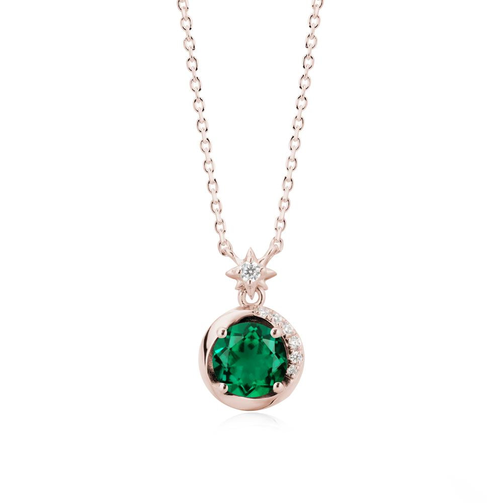 Galaxy Inspired Star Emerald Pendant Necklace - LUO Jewelry #metal_14k rose gold