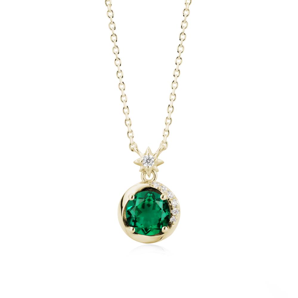 Galaxy Inspired Star Emerald Pendant Necklace - LUO Jewelry #metal_14k yellow gold