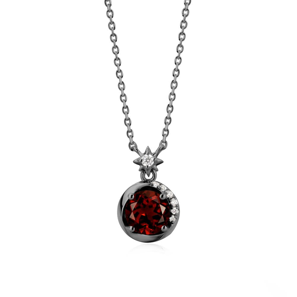 Galaxy Inspired Swirling Garnet Necklace - LUO Jewelry #metal_black finish sterling silver