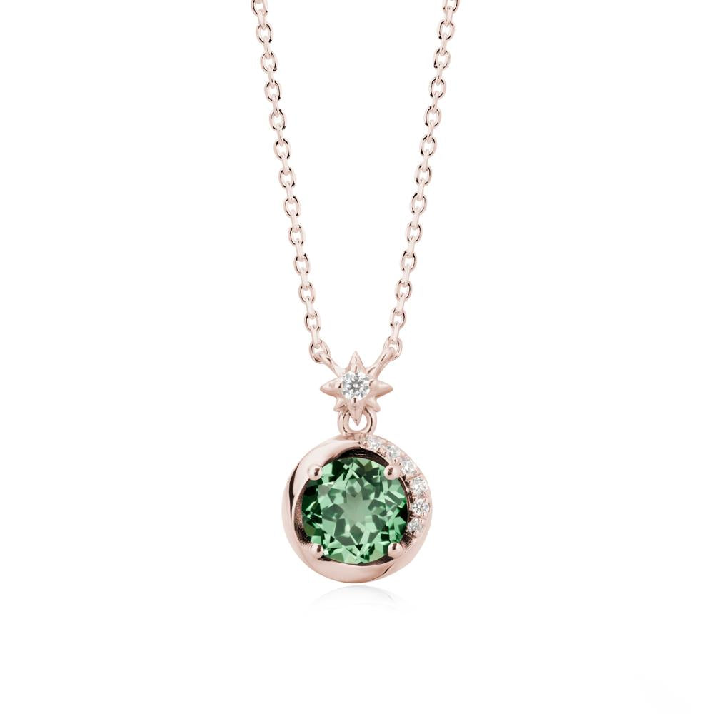 Galaxy Inspired Star Green Sapphire Pendant Necklace - LUO Jewelry #metal_14k rose gold