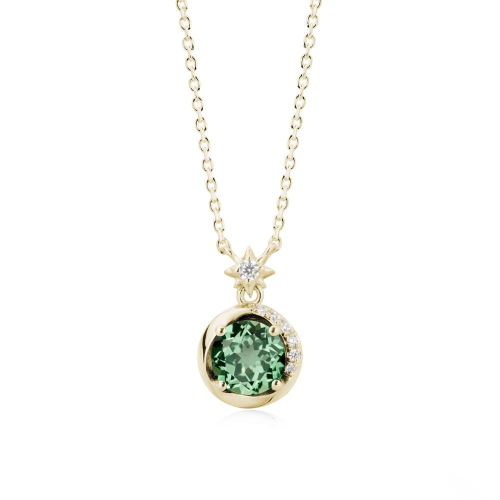Galaxy Inspired Star Green Sapphire Pendant Necklace - LUO Jewelry #metal_14k yellow gold