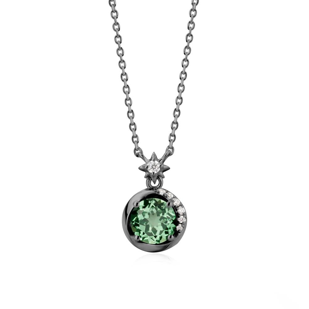 Galaxy Inspired Star Green Sapphire Pendant Necklace - LUO Jewelry #metal_black finish sterling silver
