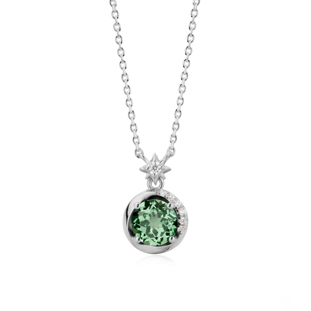 Galaxy Inspired Star Green Sapphire Pendant Necklace - LUO Jewelry #metal_platinum