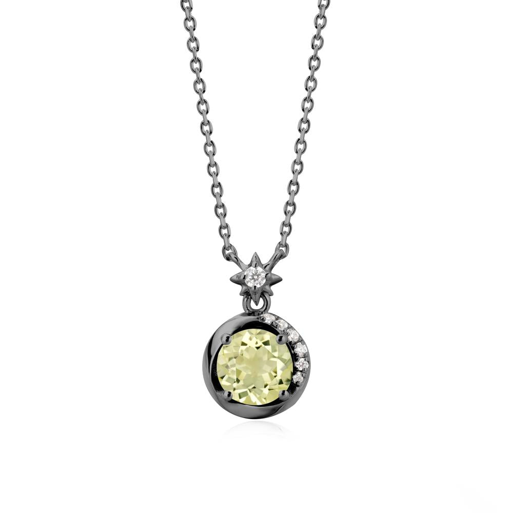 Galaxy Inspired Swirling Lemon Quartz Necklace - LUO Jewelry #metal_black finish sterling silver