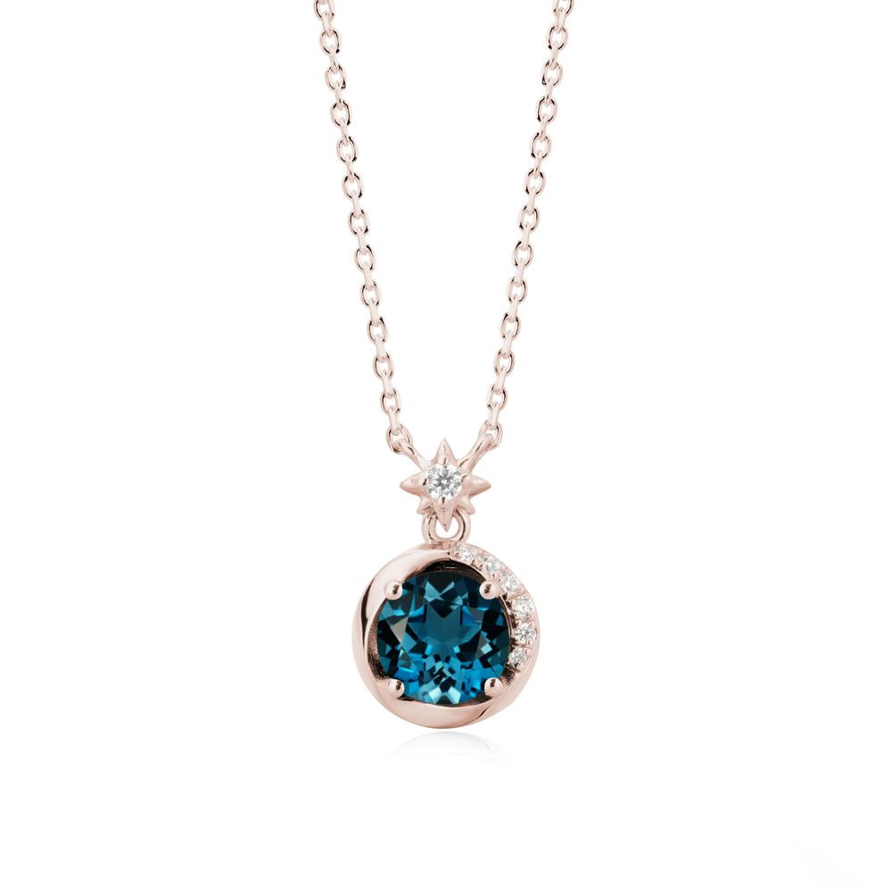 Galaxy Inspired Star London Blue Topaz Pendant Necklace - LUO Jewelry #metal_14k rose gold