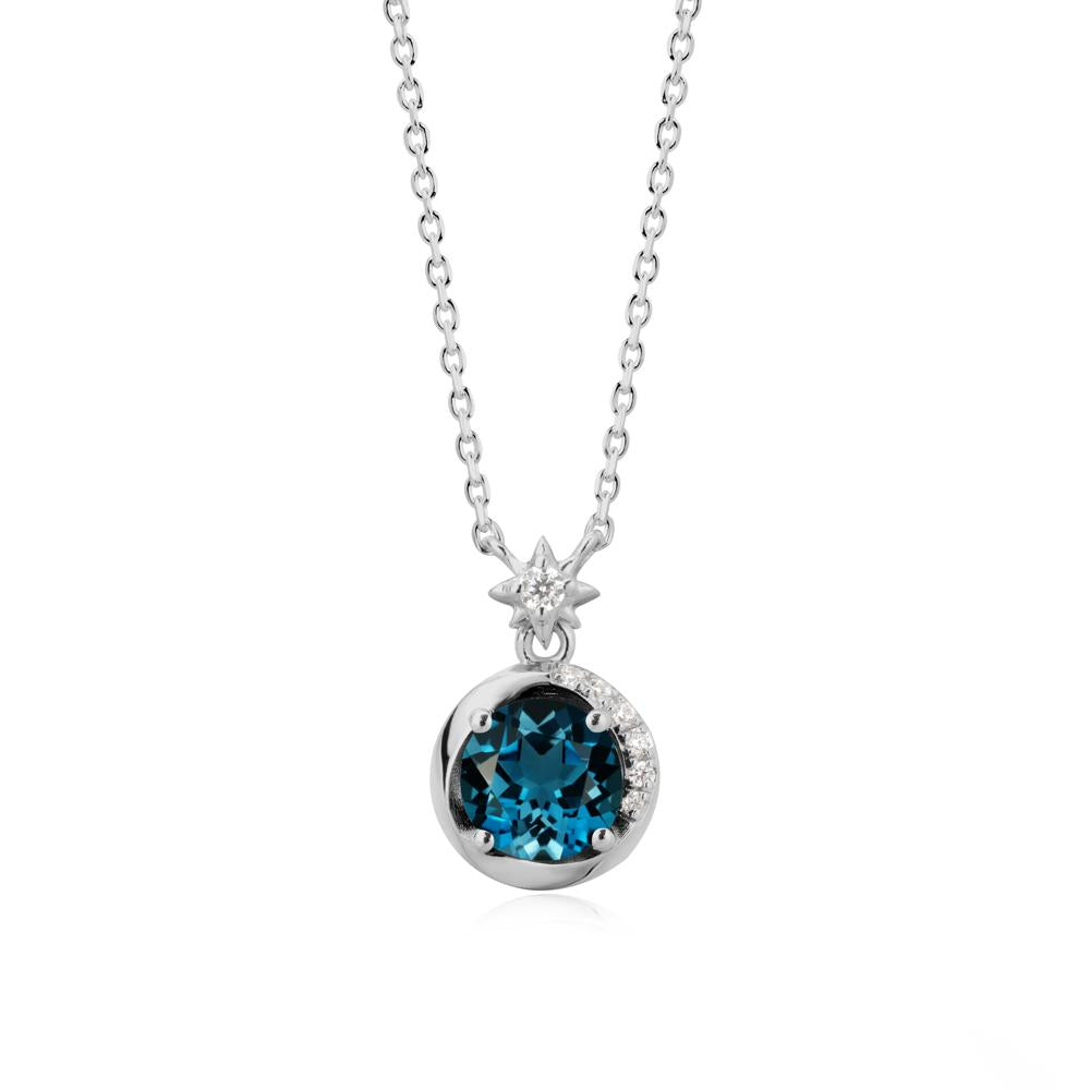 Galaxy Inspired Star London Blue Topaz Pendant Necklace - LUO Jewelry #metal_platinum