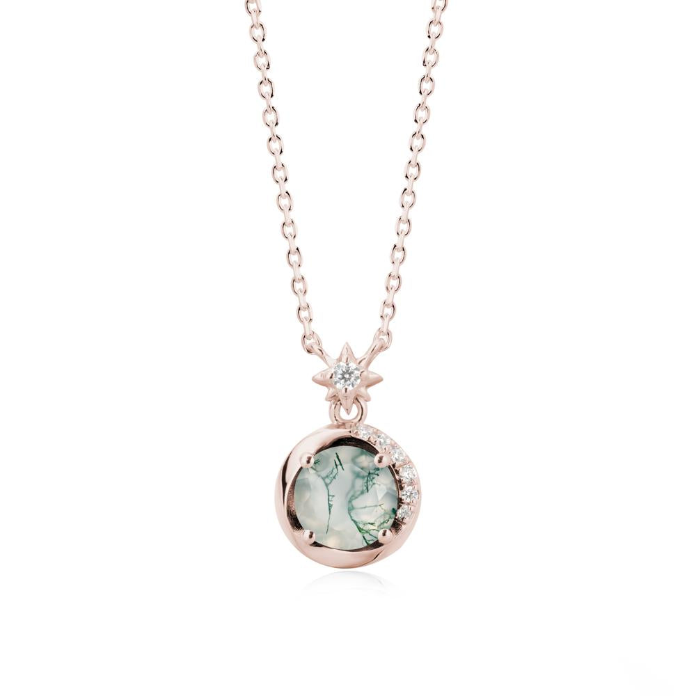 Galaxy Inspired Swirling Moss Agate Necklace - LUO Jewelry #metal_14k rose gold