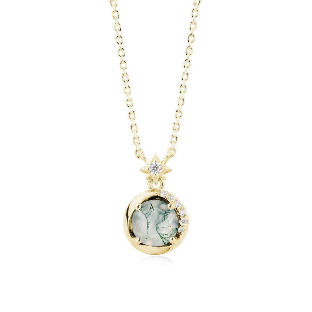 Galaxy Inspired Swirling Moss Agate Necklace - LUO Jewelry #metal_18k yellow gold