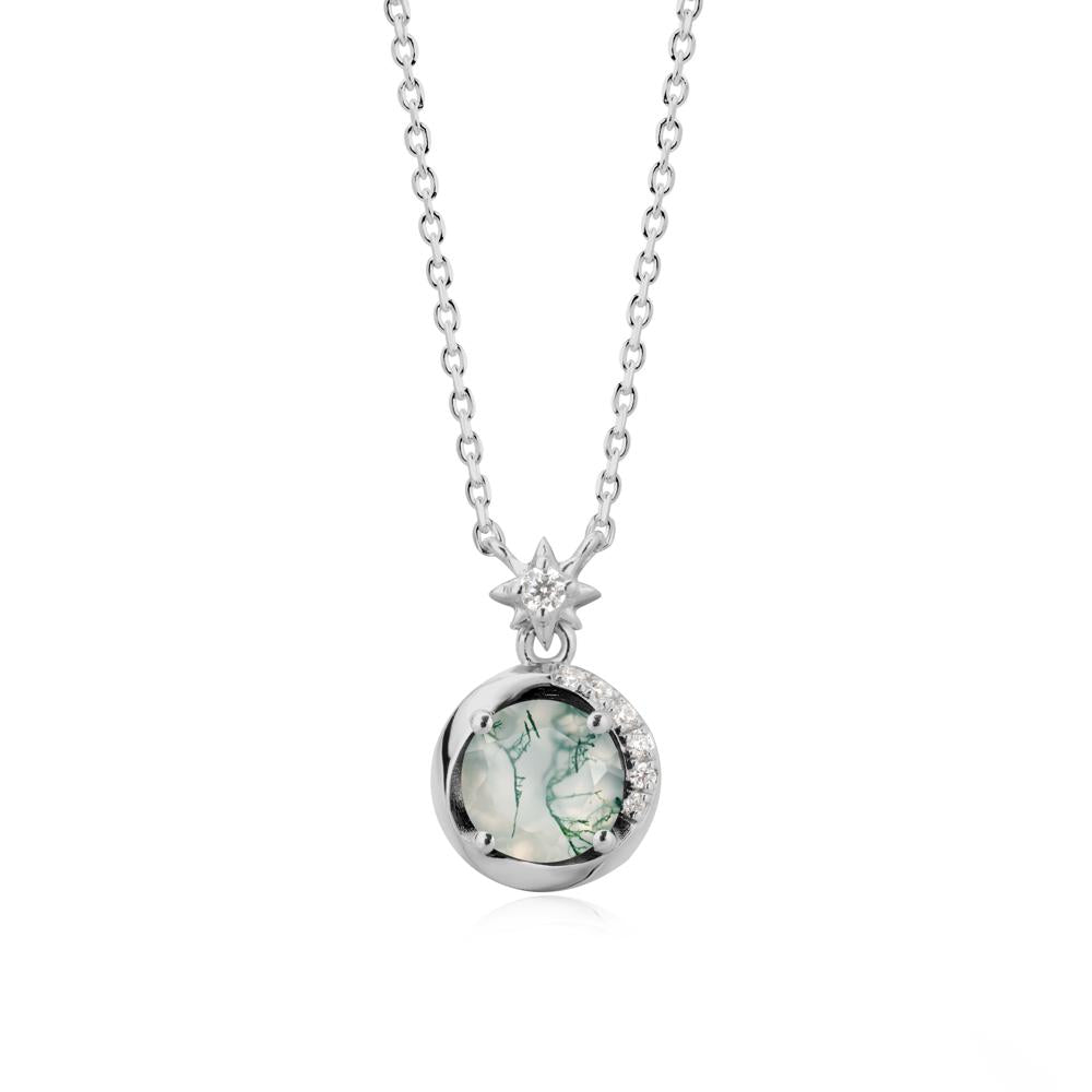 Galaxy Inspired Swirling Moss Agate Necklace - LUO Jewelry #metal_platinum