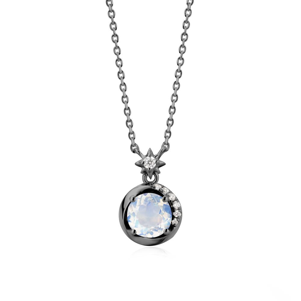 Galaxy Inspired Swirling Moonstone Necklace - LUO Jewelry #metal_black finish sterling silver