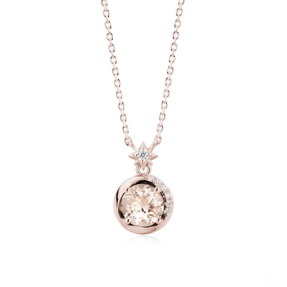 Galaxy Inspired Star Morganite Pendant Necklace - LUO Jewelry #metal_14k rose gold
