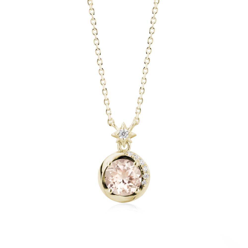 Galaxy Inspired Star Morganite Pendant Necklace - LUO Jewelry #metal_14k yellow gold