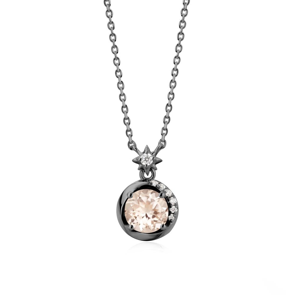 Galaxy Inspired Star Morganite Pendant Necklace - LUO Jewelry #metal_black finish sterling silver